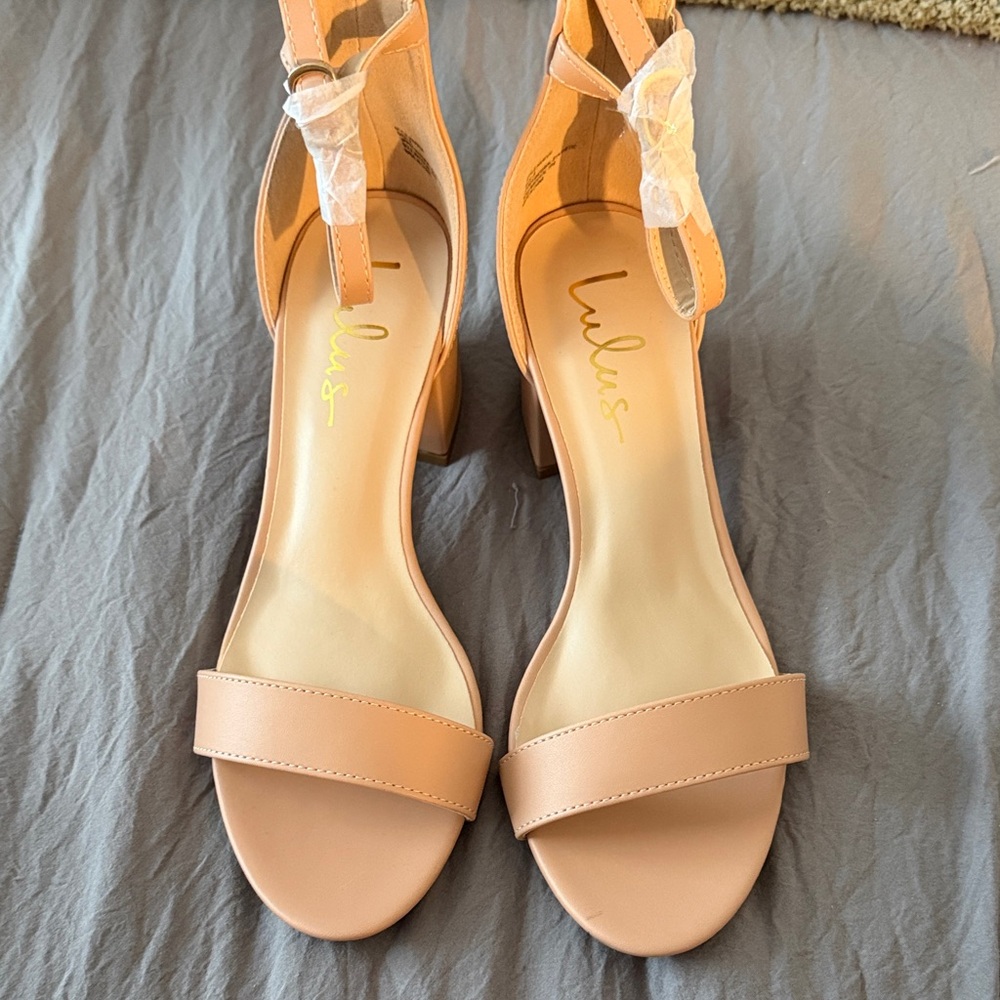 Lulu's Nude Block Heel Sandals